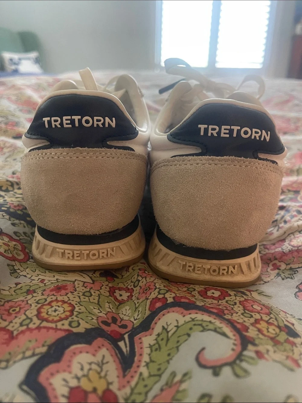 Tretorn white and navy Low-Top Lace-Up Sneakers